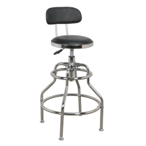 Workshop Stool Pneumatic with Adjustable Height Swivel Seat & Back Rest - SCR14 - Farming Parts