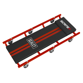 36" Deluxe American-Style Creeper with Steel Frame & 6 Wheels - Red - SCR75 - Farming Parts