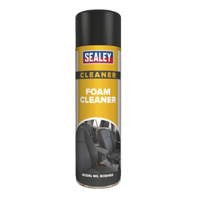 Sealey Foam Cleaner Multipurpose 500ml - SCS045S comes in a distinctive yellow and black spray can, designed for cleaning car interiors and office furniture. With its powerful foaming action, this product effectively tackles tough stains while remaining gentle on upholstery.