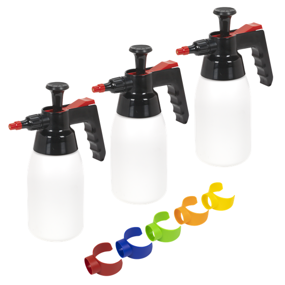 Sealey | Premium Pressure Solvent Sprayers & Colour-Coded Caps Combo 1L - SCSGCOMBO