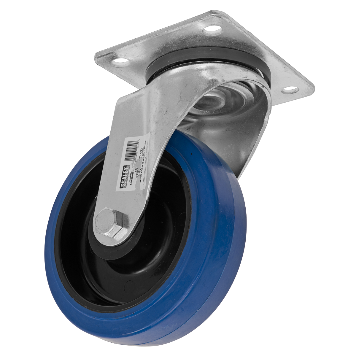 Heavy-Duty Blue Elastic Rubber Swivel Castor Wheel Ø160mm - Trade - SCW3160SPEM - Farming Parts