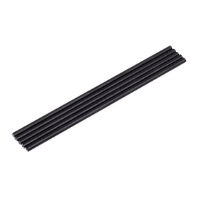 A pack of five straight, black PP plastic welding rods from Sealey, arranged parallel to each other on a white background, ideal for use with the Model No. SDL14 Plastic Welder.