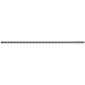 Image of the Sealey SDS Plus Drill Bit Ø10 x 450mm (SDS10X450), featuring a long, narrow profile with a twisted fluted design and a cylindrical shank at one end, renowned for its superior quality and precision finish.