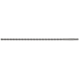 Image of the Sealey SDS Plus Drill Bit Ø10 x 450mm (SDS10X450), featuring a long, narrow profile with a twisted fluted design and a cylindrical shank at one end, renowned for its superior quality and precision finish.