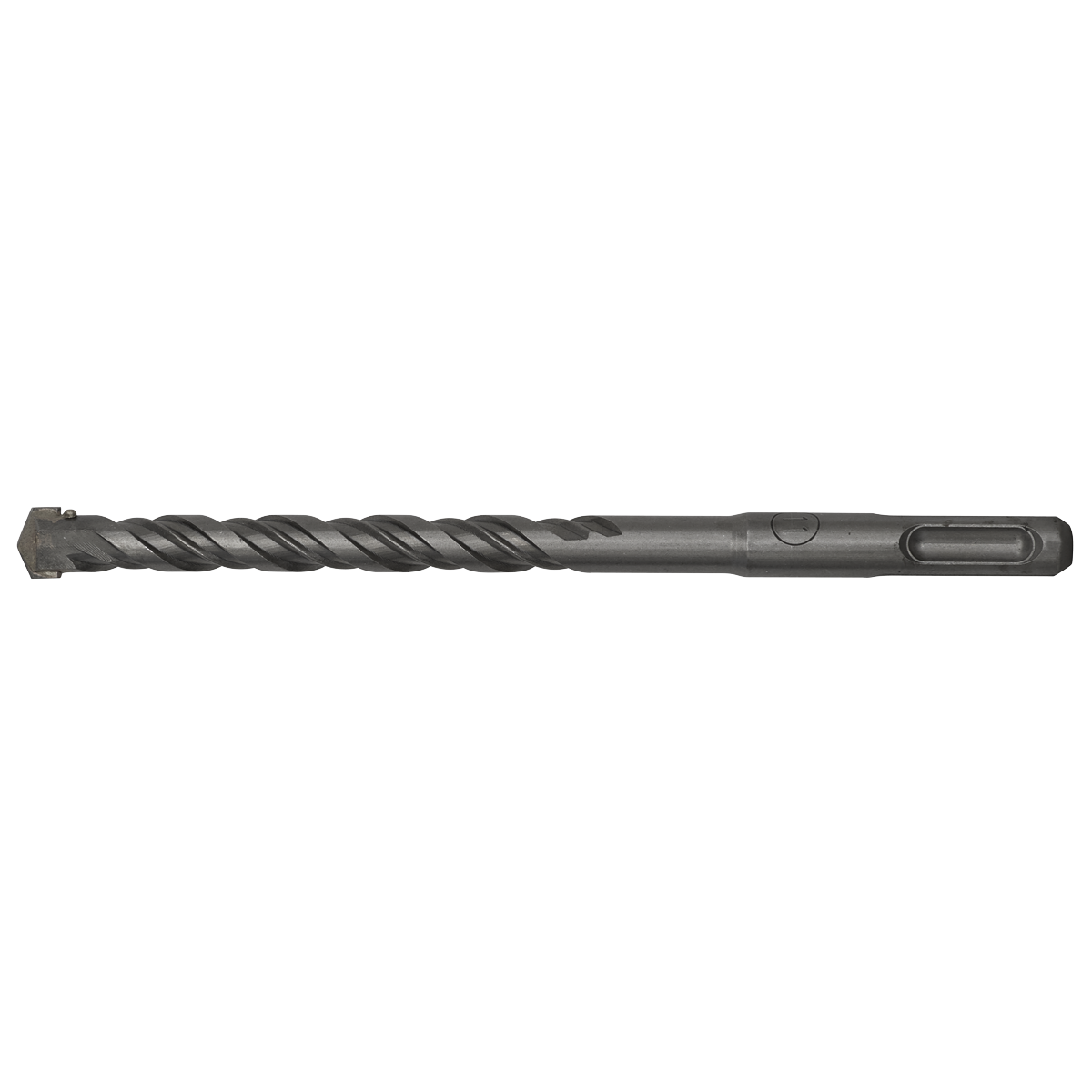 The Sealey SDS Plus Drill Bit Ø11 x 160mm - SDS11X160, featuring a fully hardened metal construction with a spiraled design and a rectangular shaft end, exemplifies superior quality craftsmanship.