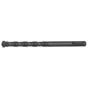 A fully hardened SDS Plus Drill Bit Ø12 x 160mm (SDS12X160) with a black metal finish, a spiral groove, and a hexagonal tip, from the Sealey brand.