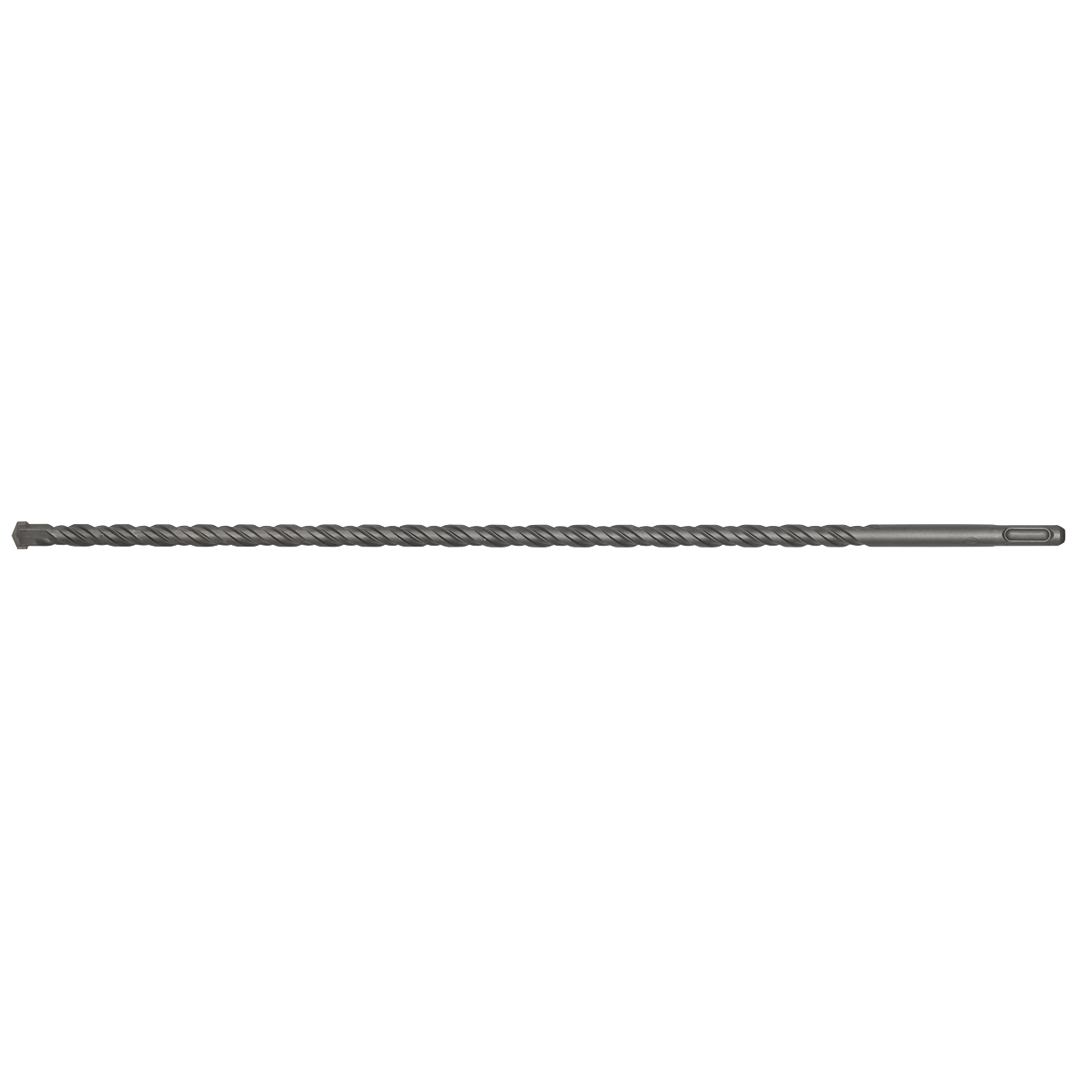 The Sealey SDS Plus Drill Bit Ø12 x 450mm - SDS12X450 is a long, fully hardened metal drill bit with a twisted design and a pointed tip, offering superior quality for any task.