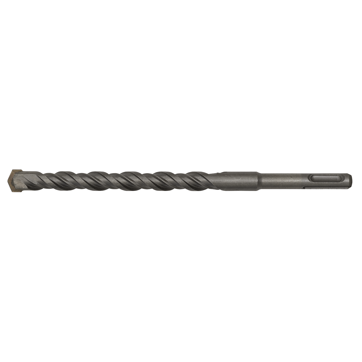 The Sealey SDS Plus Drill Bit Ø14 x 210mm - SDS14X210 is a superior quality tool featuring a helical flute and a pointed tip, specifically designed for construction or masonry work.