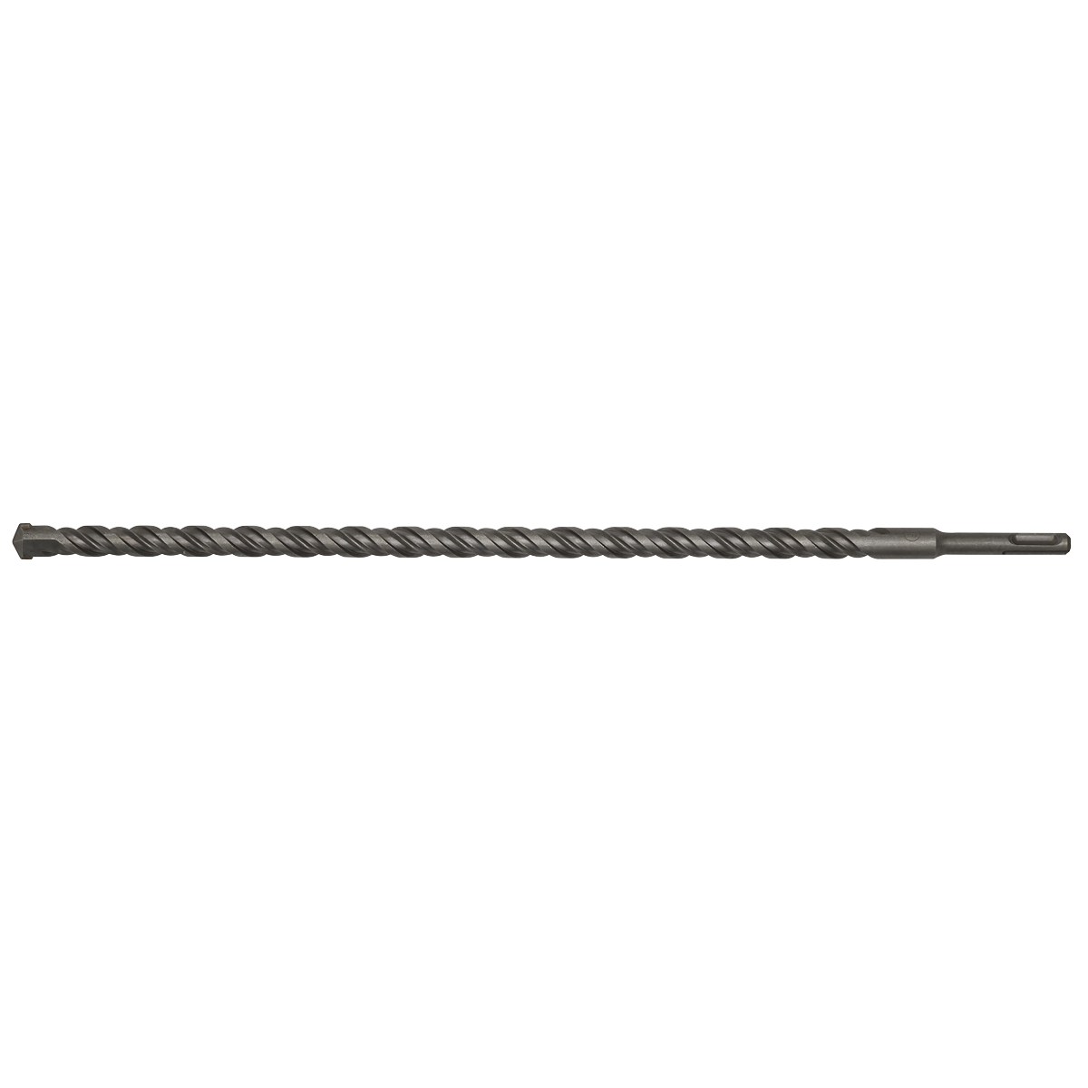 The Sealey SDS Plus Drill Bit Ø16 x 450mm (model SDS16x450) features a long, spiral-grooved design with a pointed end and a shank that is perfect for use with hammer drills, offering superior quality for demanding tasks.