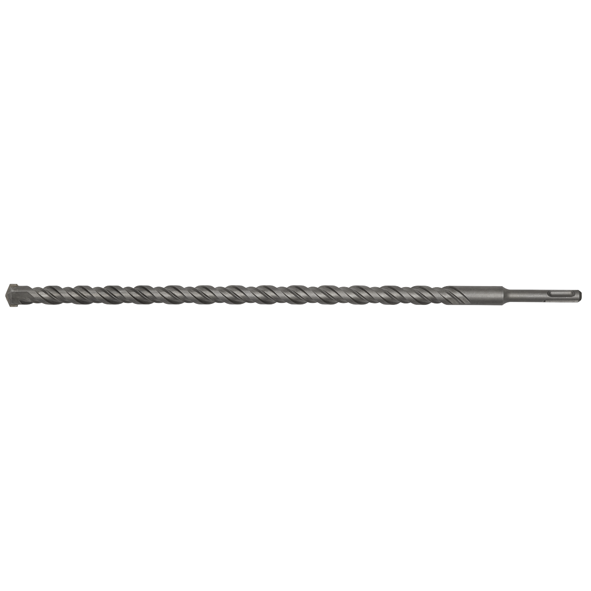 Presenting the Sealey SDS Plus Drill Bit Ø18 x 450mm (SDS18x450), a high-quality, long cylindrical drill bit featuring a twisted design for efficient cutting and a fully hardened, pointed tip.