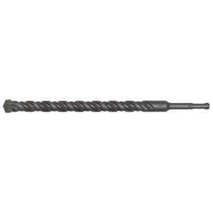 Introducing the Sealey SDS Plus Drill Bit Ø20 x 300mm - SDS20x300, a fully hardened black drill bit featuring a spiral flute design and a pointed tip, embodying superior quality.