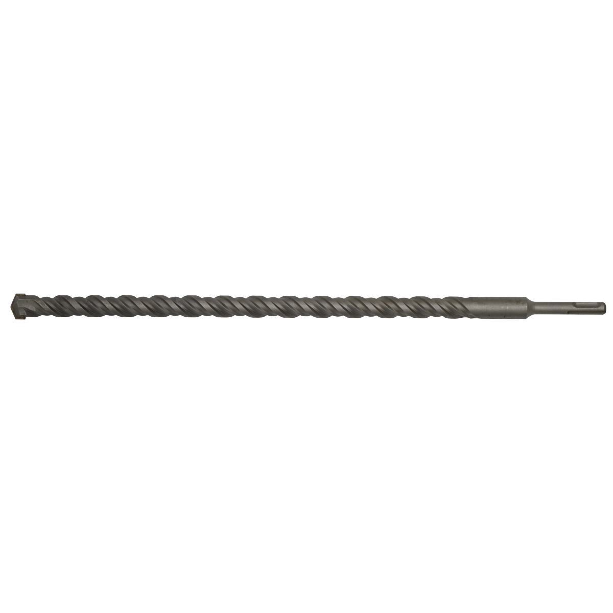 Introducing the Sealey SDS Plus Drill Bit Ø20 x 450mm - SDS20x450, a fully hardened, long, twisted drill bit with a flat tip designed for heavy-duty drilling and construction work.
