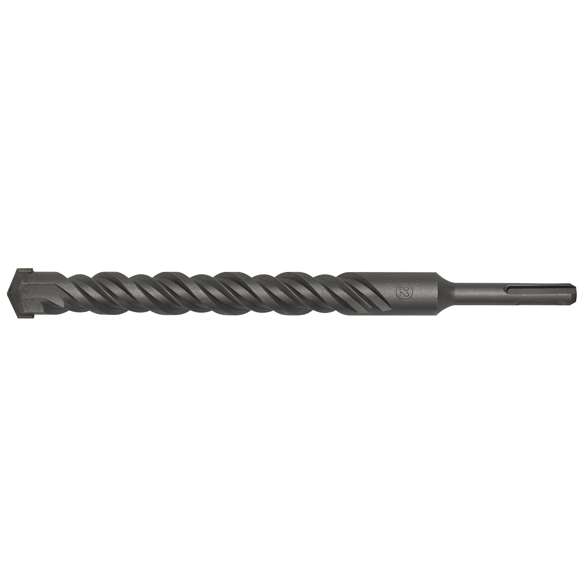 Presenting the SDS Plus Drill Bit Ø22 x 250mm - SDS22x250 by Sealey: a top-tier masonry drilling tool boasting a spiral fluted design and a chiseled tip for enhanced performance. Fully hardened for exceptional durability.