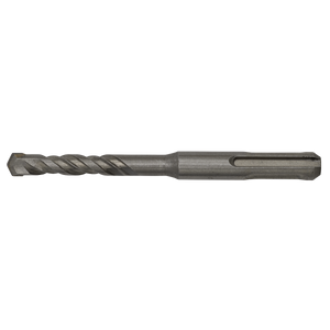 A detailed close-up of the Sealey SDS Plus Drill Bit Ø8 x 110mm - SDS8X110 reveals its fully hardened construction, spiral groove, and tapered point, specifically designed for superior quality drilling into various materials.