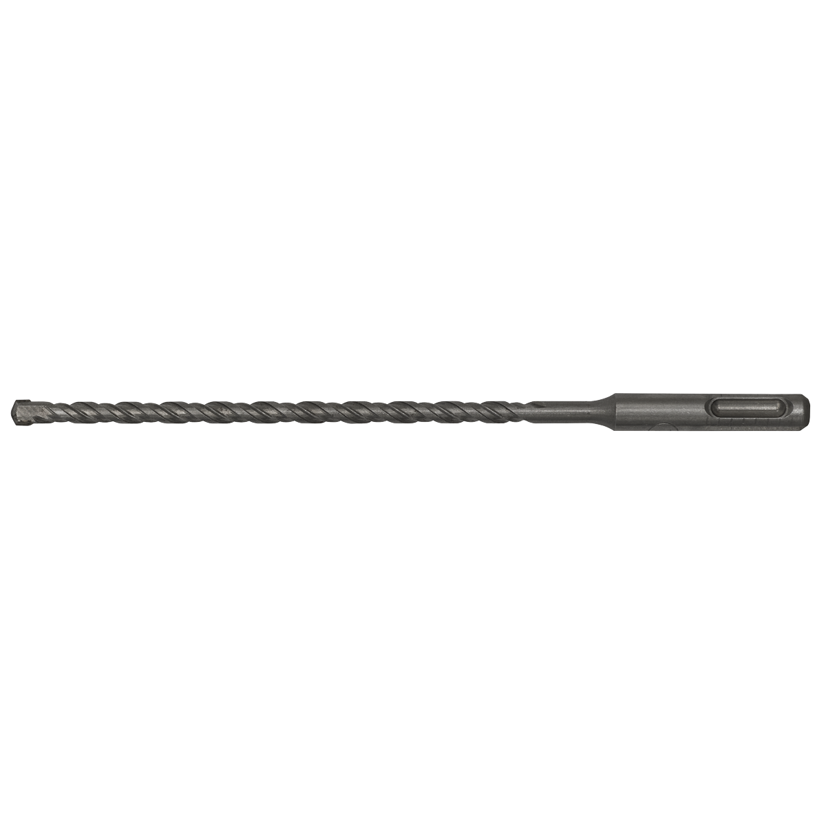 The Sealey SDS Plus Drill Bit Ø8 x 210mm - SDS8X210 is a fully hardened, long, narrow bit with spiral grooves and a cylindrical shank, crafted from superior quality metal.