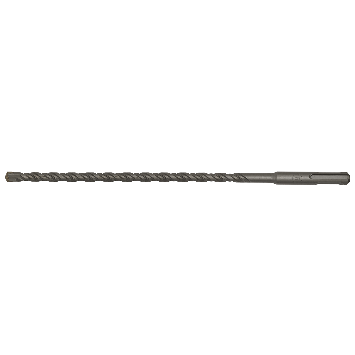 The Sealey SDS Plus Drill Bit Ø8 x 260mm - SDS8X260 features a long, spiral-twist design with a smooth shank, making it perfect for heavy-duty drilling applications and ideal for professionals.