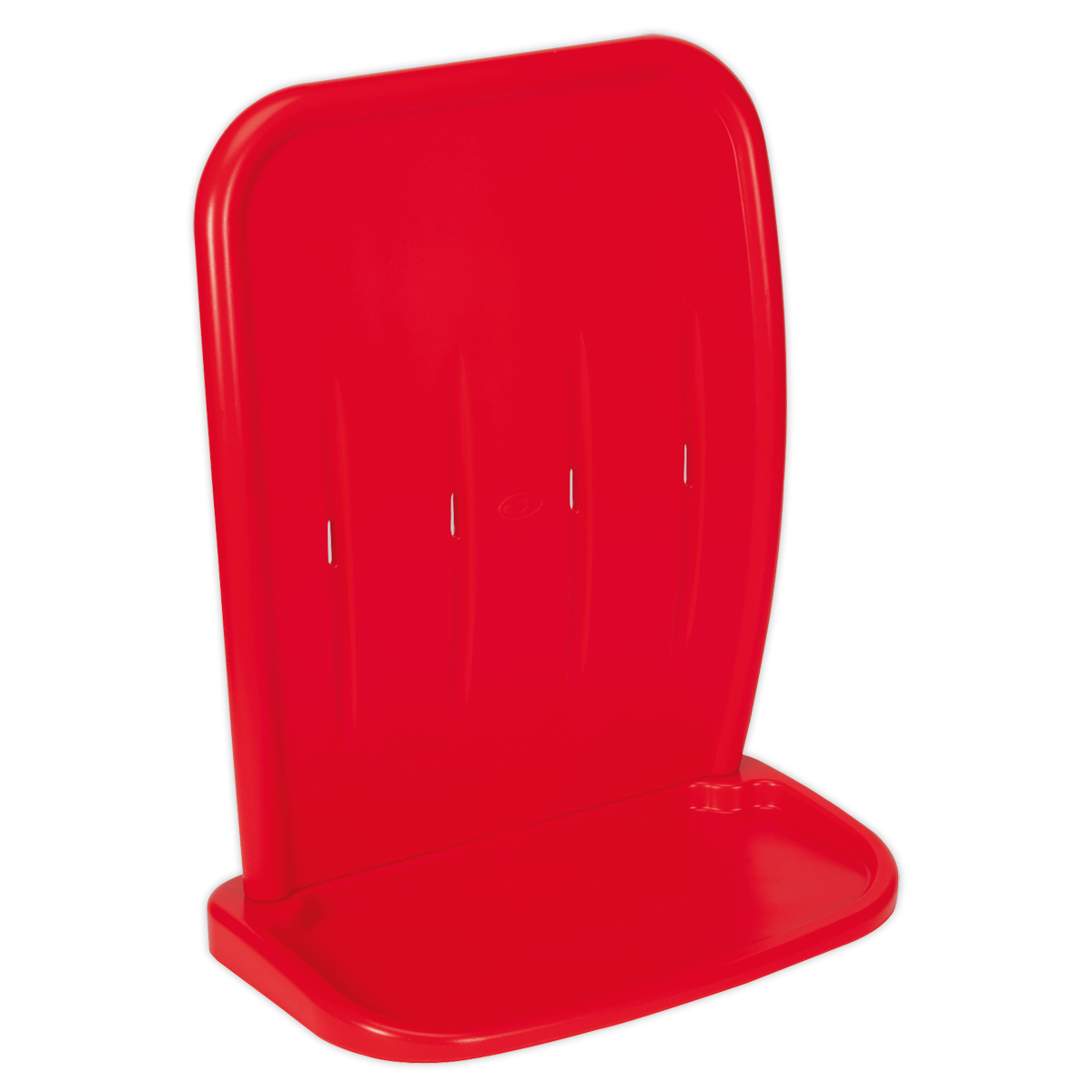 A functional Fire Extinguisher Stand - Double (model SFEH02) by Sealey, designed from durable composite material, featuring a flat base and upright support.