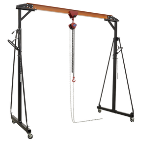 Portable Lifting Gantry Crane Adjustable 0.5 Tonne & Hoist Combo - SG500KIT - Farming Parts