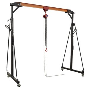 Portable Lifting Gantry Crane Adjustable 0.5 Tonne & Hoist Combo - SG500KIT - Farming Parts