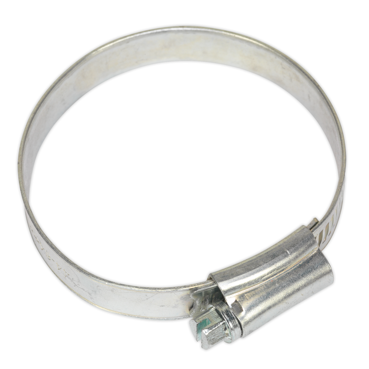 A Sealey Hose Clip Zinc Plated Ø44-64mm (Pack of 20 - SHC2X) is shown against a white background, highlighting its compliance with DIN 3017 standards for durability.