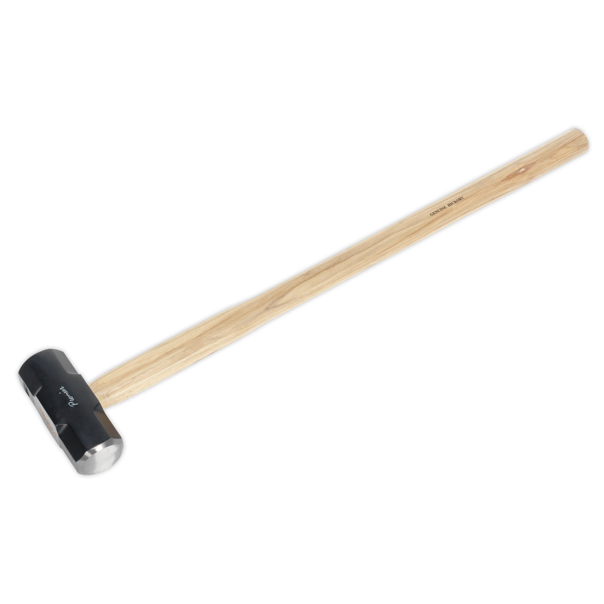 A Sealey Sledge Hammer 10lb Hickory Shaft - SLH10 featuring a long hickory handle and a durable black alloy steel head.