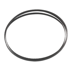 The Sealey Bandsaw Blade 1400 x 6.5 x 0.35mm 14tpi - SM1303B14, a black, circular rubber belt with a textured surface commonly used in machinery or automotive engines, can sometimes complement this bandsaw blade for cutting wood efficiently.
