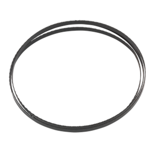 The Sealey Bandsaw Blade 1400 x 6.5 x 0.35mm 14tpi - SM1303B14, a black, circular rubber belt with a textured surface commonly used in machinery or automotive engines, can sometimes complement this bandsaw blade for cutting wood efficiently.