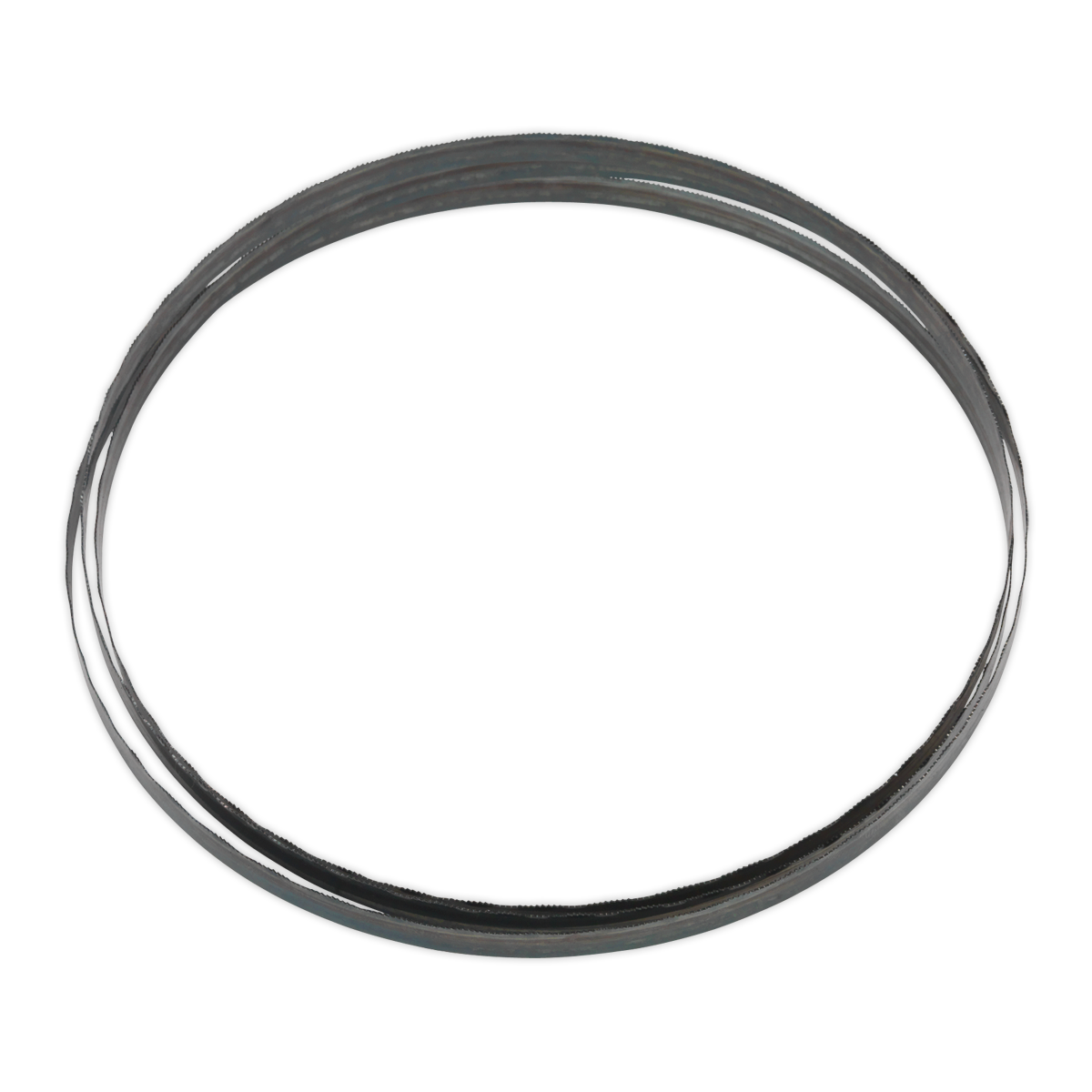 A black rubber O-ring with a circular shape, used for sealing purposes in machinery and other applications, complements tools like the Sealey Bandsaw Blade 1712 x 10 x 0.35mm 24tpi - SM1304B24 which features hardened steel teeth.