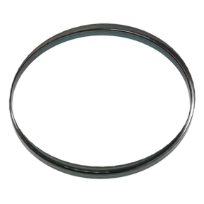 A black rubber O-ring, reminiscent of the hardened steel teeth on the Sealey Bandsaw Blade 2400 x 12 x 0.6mm 24tpi - SM1306B24, set against a stark white background.