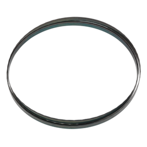 A black rubber O-ring, reminiscent of the hardened steel teeth on the Sealey Bandsaw Blade 2400 x 12 x 0.6mm 24tpi - SM1306B24, set against a stark white background.