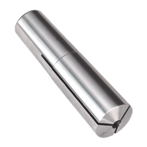 A polished metal cylindrical shaft with a slit running lengthwise on one end, perfect for high-quality accessories like the Sealey Collet MT3-M12 Ø6mm - SM2502C06.