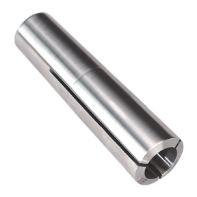 The Collet MT3-M12 Ø16mm - SM2502C16 by Sealey is a cylindrical metal sleeve with a longitudinal slit and a hollow interior, essential for mini drilling machines.