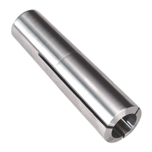 The Collet MT3-M12 Ø16mm - SM2502C16 by Sealey is a cylindrical metal sleeve with a longitudinal slit and a hollow interior, essential for mini drilling machines.