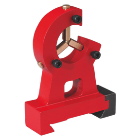 The Fixed Steady Rest - SM2503SR by Sealey is essential for machine shops, supporting long workpieces during machining on a mini lathe or drilling machine, holding them rigidly to prevent deflection or vibration.