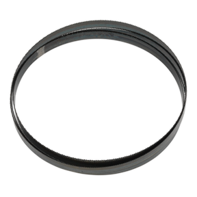 The Sealey Bandsaw Blade 1638 x 13 x 0.63mm 14tpi - SM5/113 features a smooth outer edge and hardened cutting edges on the toothed inner rim, making it perfect for cutting steel.