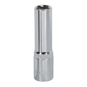 A shiny, Chrome Vanadium steel WallDrive® socket attachment with a 10mm marking from Sealey features the renowned WallDrive® socket configuration and comes fully polished in the model SP3810D.