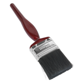 A Sealey Pure Bristle Paint Brush 50mm (Pack of 10 - SPB50S) featuring a maroon handle, pure bristle, and square cut ends.