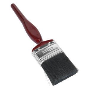 A Sealey Pure Bristle Paint Brush 50mm (Pack of 10 - SPB50S) featuring a maroon handle, pure bristle, and square cut ends.