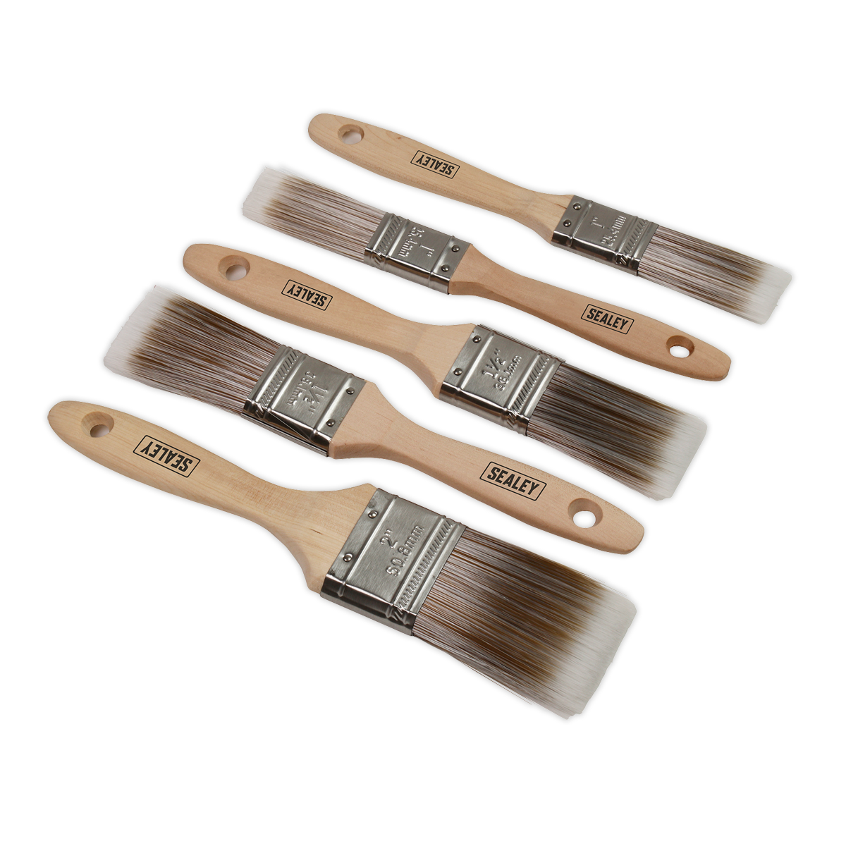 Wooden Handle Paint Brush Set 5pc - SPBS5W - Farming Parts