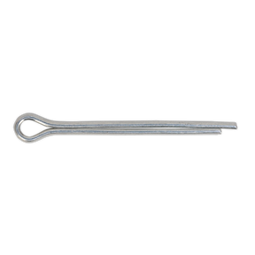 A Sealey Split Pin 2.4 x 38mm with a zinc plated steel looped head and two prongs, available in a pack of 100 - SPI103.