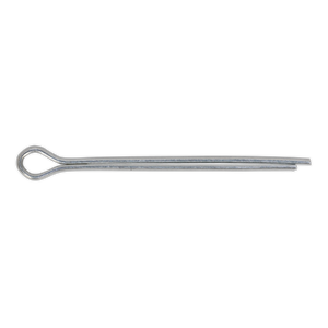 A Split Pin 2.8 x 38mm from Sealey, made from zinc-plated steel, featuring a loop at one end and two parallel prongs at the other.