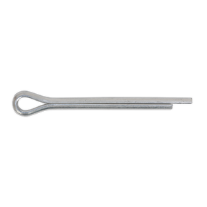 The Sealey Split Pin 4.8 x 51mm, part of the SPI109 pack of 100, is a zinc-plated steel cotter pin bent into a split ring at one end, commonly used to secure bolts and other mechanical parts.