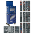 Tool Chest Combination 14 Drawer with Ball-Bearing Slides - Blue & 1179pc Tool Kit - SPTCCOMBO1 - Farming Parts