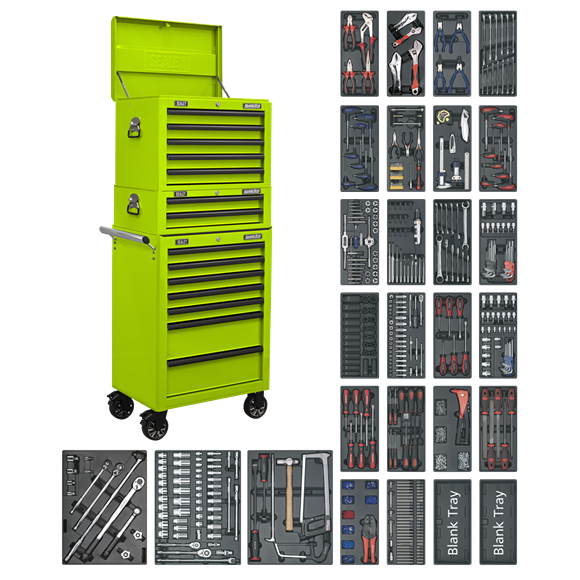 Sealey | Superline PRO® Tool Chest Combination 14 Drawer with 1179pc Tool Kit - Green - SPTHVCOMBO1