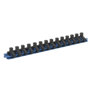 Socket Retaining Rail with 14 Clips Aluminium 1/4"Sq Drive - SR1414 - Farming Parts