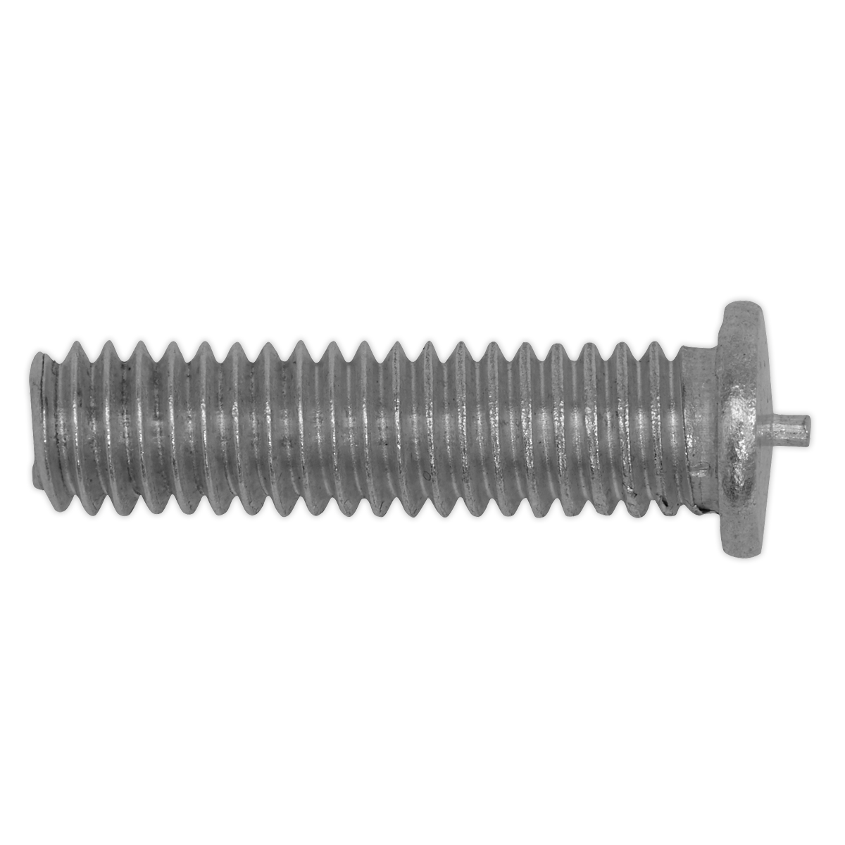 Here is an Al-Mg Stud for SR2000 by Sealey (Pack of 10 - SR2000.AM), a metallic threaded screw made from an aluminium/magnesium alloy with a flat head, shown in a horizontal position.