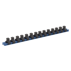 Socket Retaining Rail with 14 Clips Aluminium 3/8"Sq Drive - SR3814 - Farming Parts