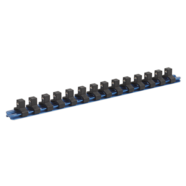 Socket Retaining Rail with 14 Clips Aluminium 3/8"Sq Drive - SR3814 - Farming Parts