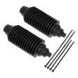 Two black, accordion-style steering rack boots with four matching plastic securing ties from the Universal Steering Rack Boot Kit - SRBK200 by Sealey.