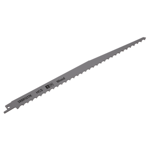 A Sealey Reciprocating Saw Blade Pruning & Coarse Wood 300mm 3tpi, pack of 5 (model SRBR1217K), designed for cutting soft wood, displayed on a white background.